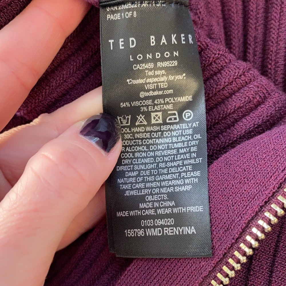 Ted Baker London Burgundy Mini Dress - Picture 9 of 10